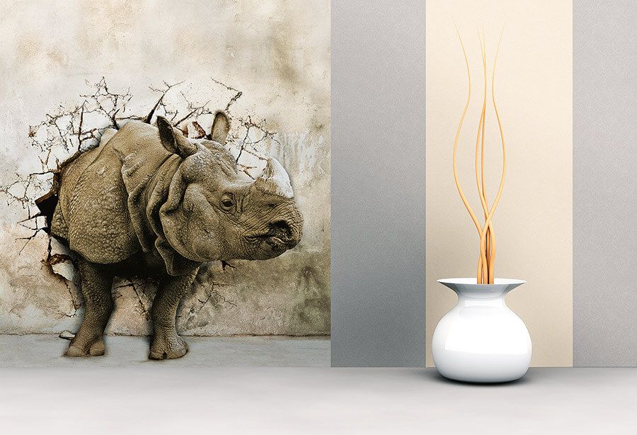 Крупноформатное настенное панно «носорог»