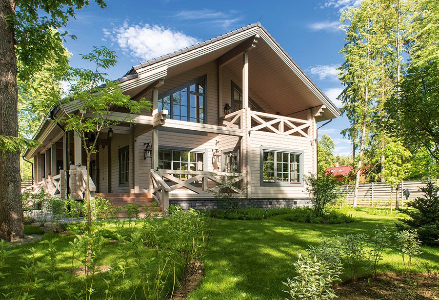 Красивые дома деревянные с террасой фото